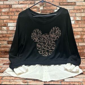 Feel Xaradu top Shirt long sleeve leopard Minnie Mouse face size 6